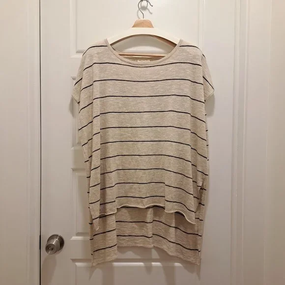Eileen Fisher Striped Bateau Neck Hi-Low Top, Size XL , New with tag - Picture 2 of 8